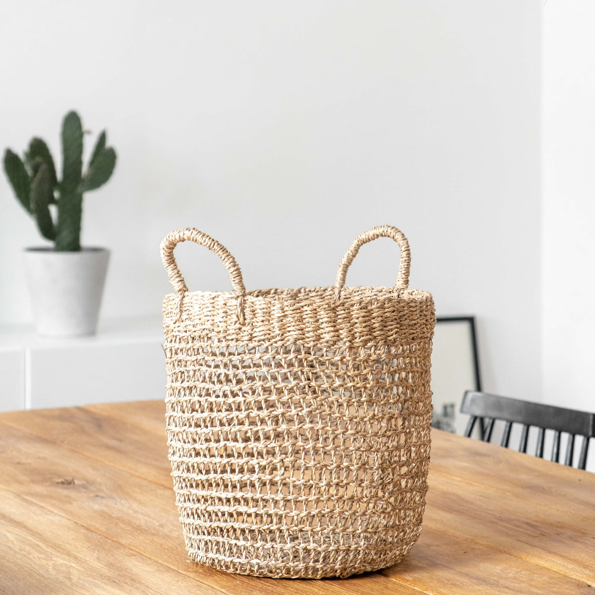 Runder Seegras Korb Mera als Wäschekorb