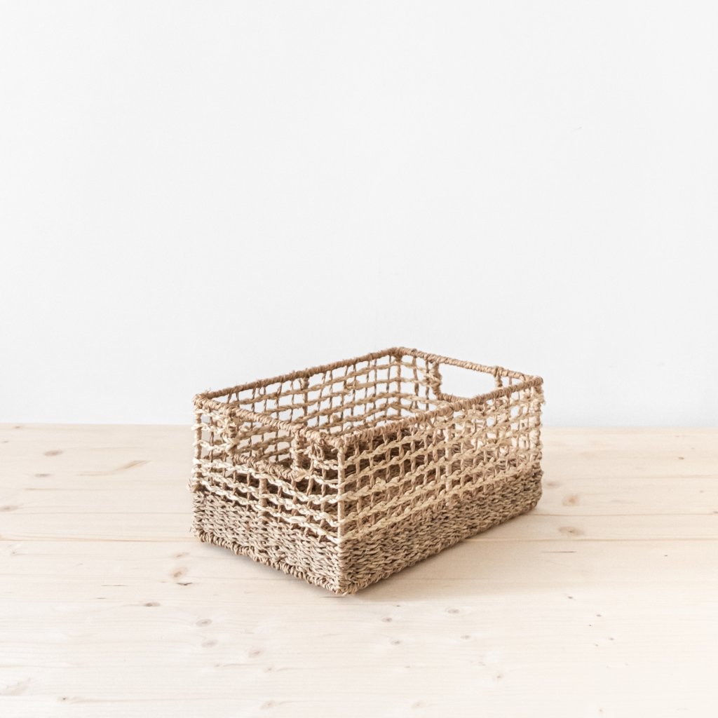 Regalkorb mit Griffen aus Seegras