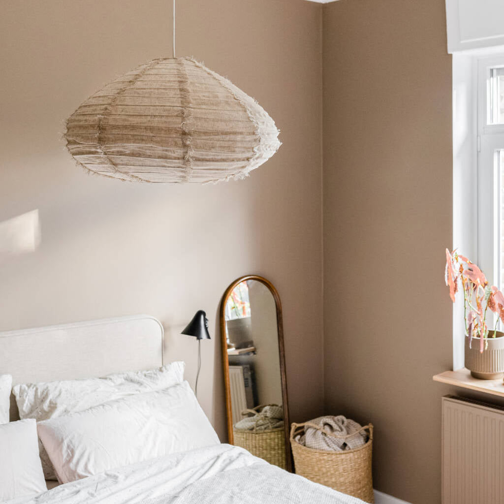 Schlafzimmer Hängeleuchte aus Leinen und Rattan