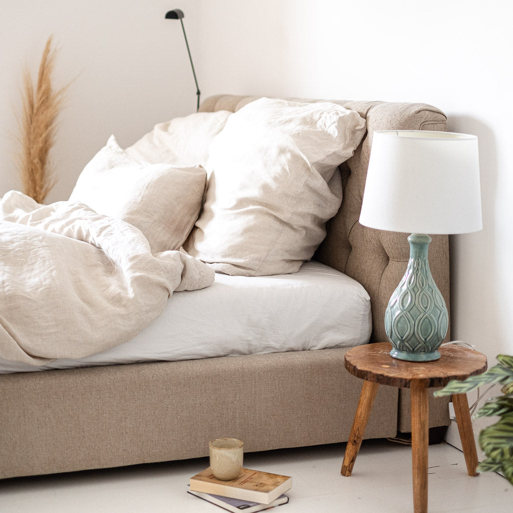 100% Leinen Deckenbezug Lino, beige gestreift