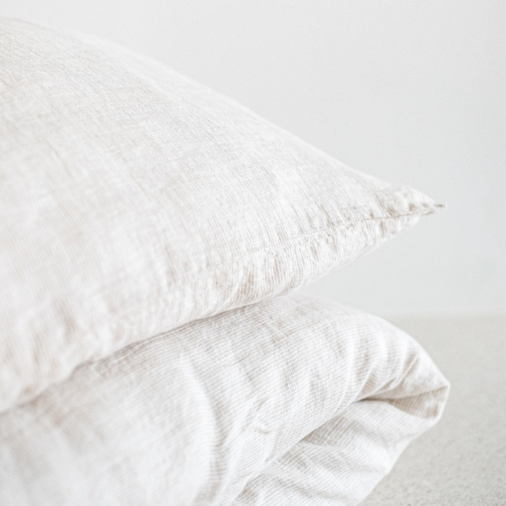 100% Leinen Kissenbezug Lino, beige gestreift