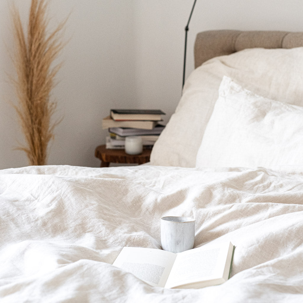 Gemütliche Leinen Bettwäsche beige
