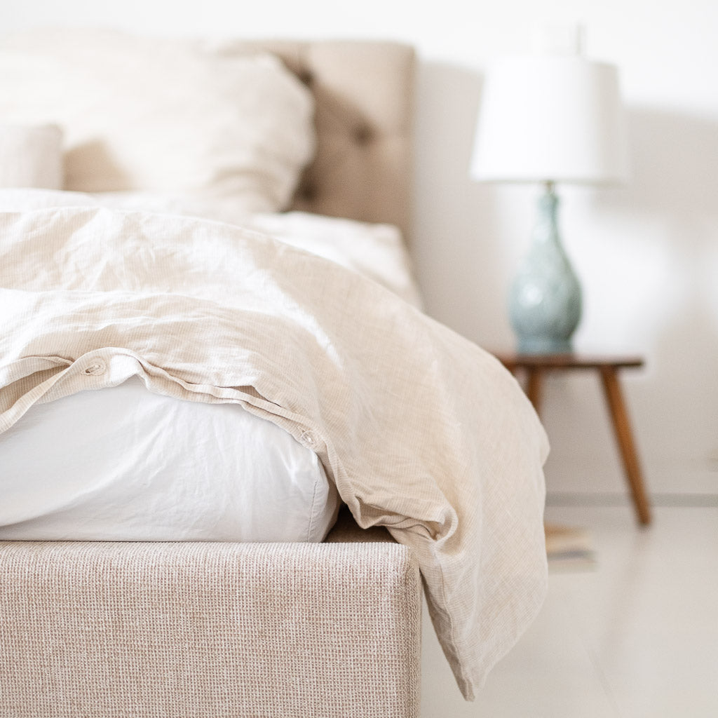 Beige Bettwäsche aus Leinen