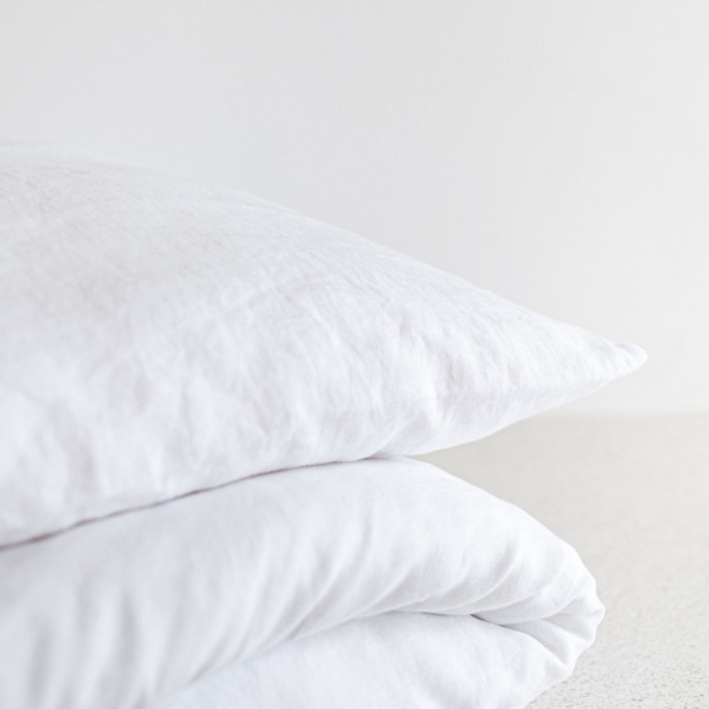 Leinen Bettwäsche Kissen weiß