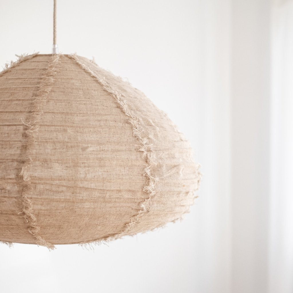 Leinen Lampion Leuchte in Natur Farbe