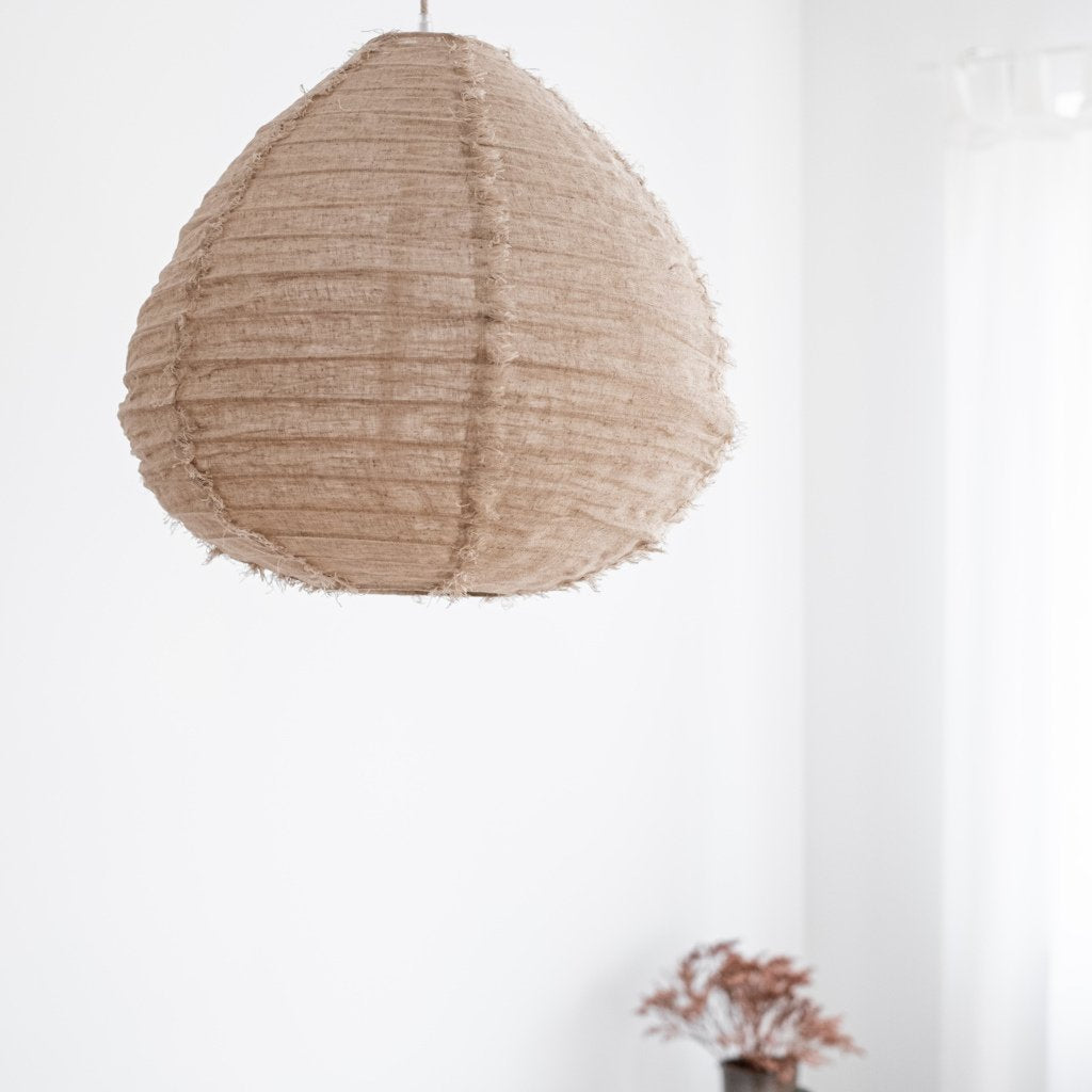 Pendelleuchte Pir aus Leinen, natur