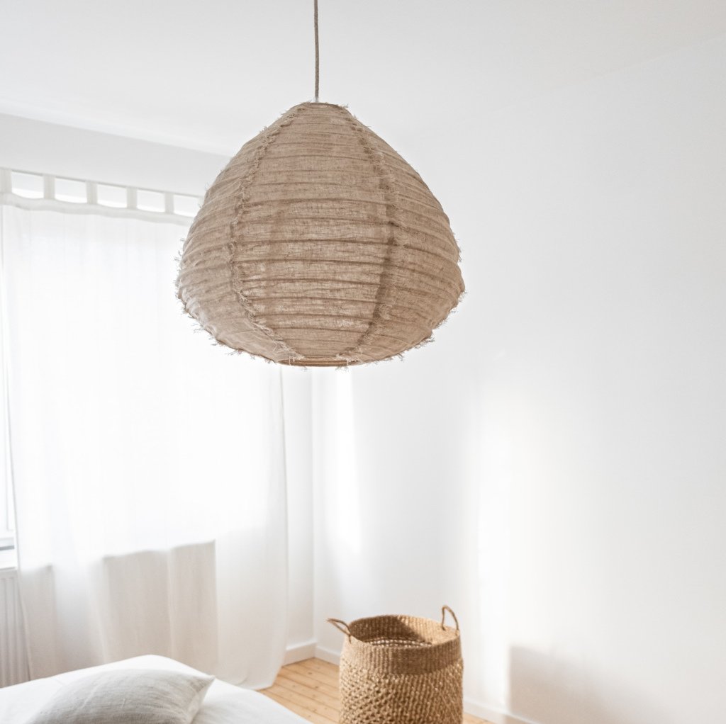 Pendelleuchte Pir aus Leinen, natur