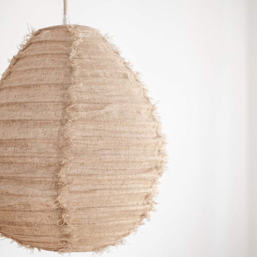 Pendelleuchte Pir aus Leinen, natur
