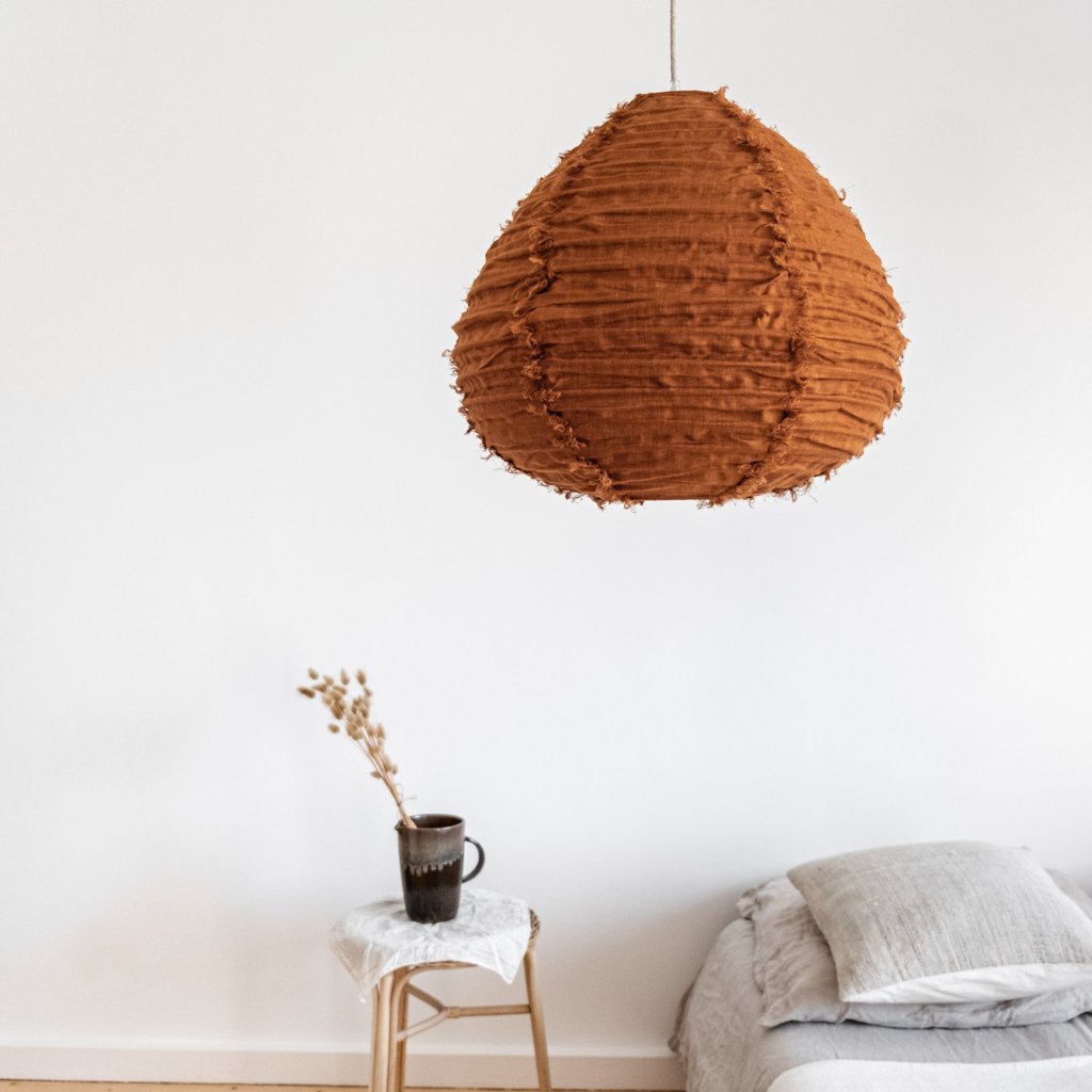 Pendelleuchte Pir aus Leinen, ton