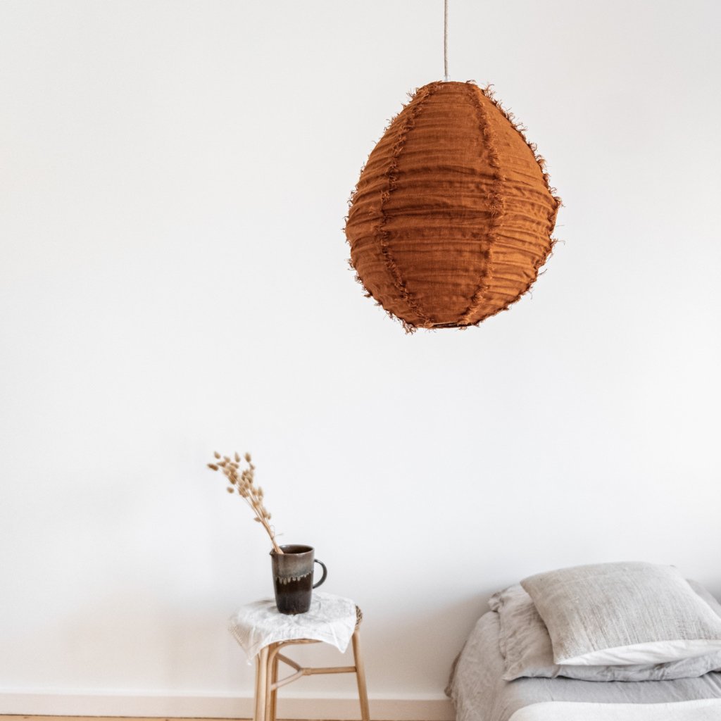 Pendelleuchte Pir aus Leinen, ton