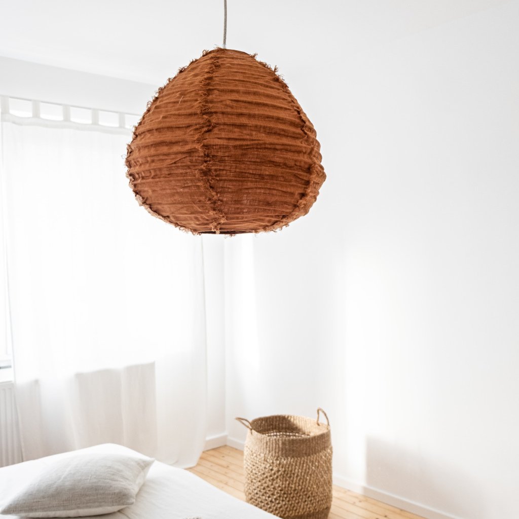 Pendelleuchte Pir aus Leinen, ton