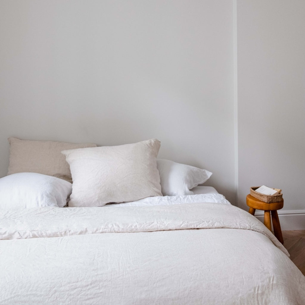 100% Leinen Deckenbezug Lino, beige gestreift