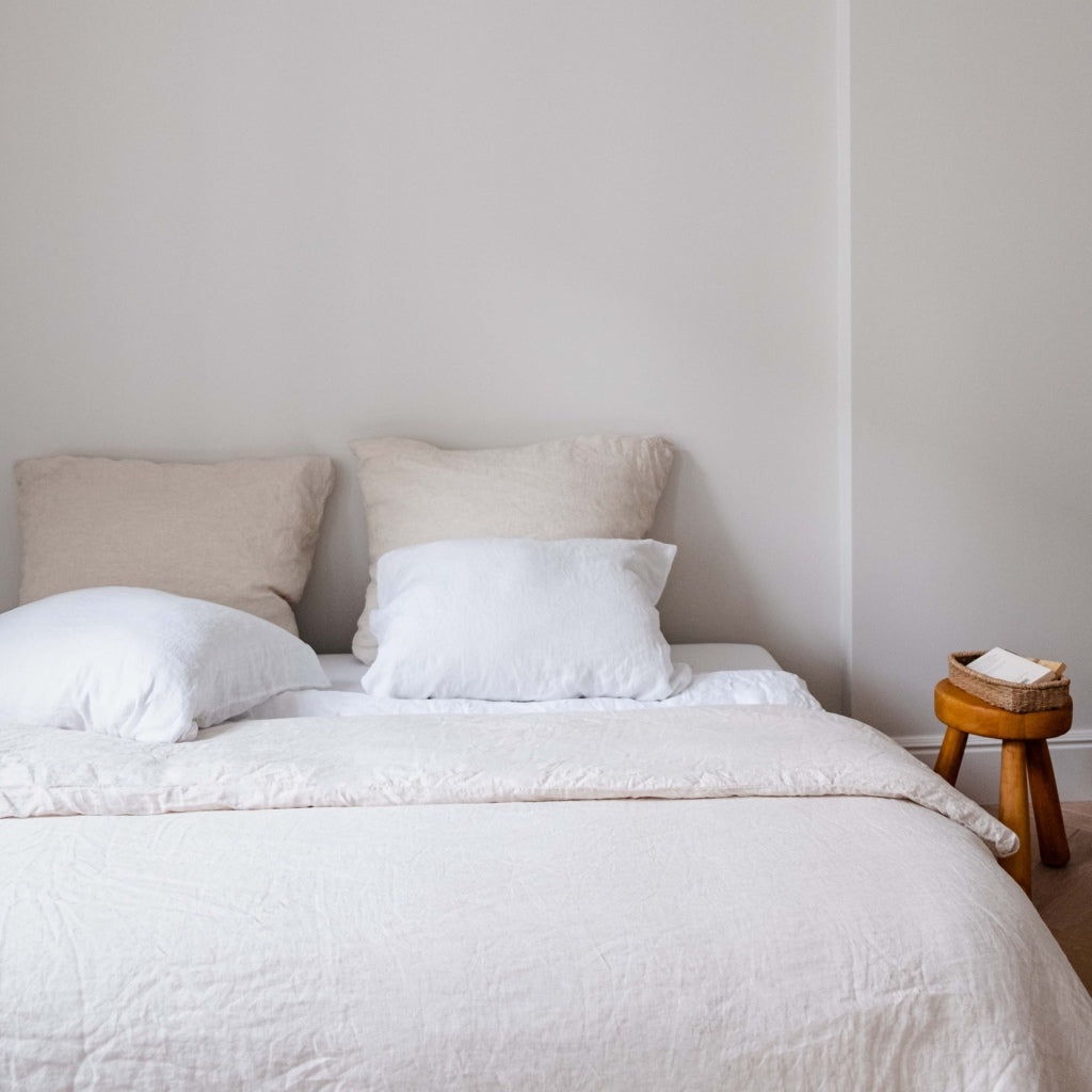 100% Leinen Deckenbezug Lino, beige gestreift