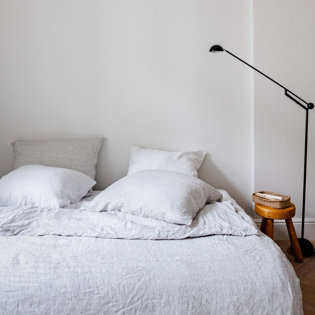 100% Leinen Kissenbezug Lua, grau gestreift