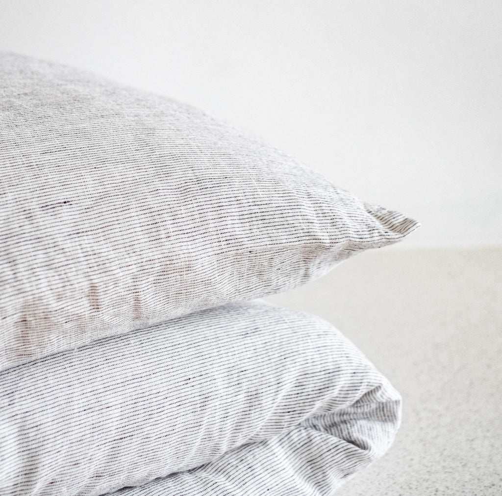 Leinen Bettwäsche Kissen grau