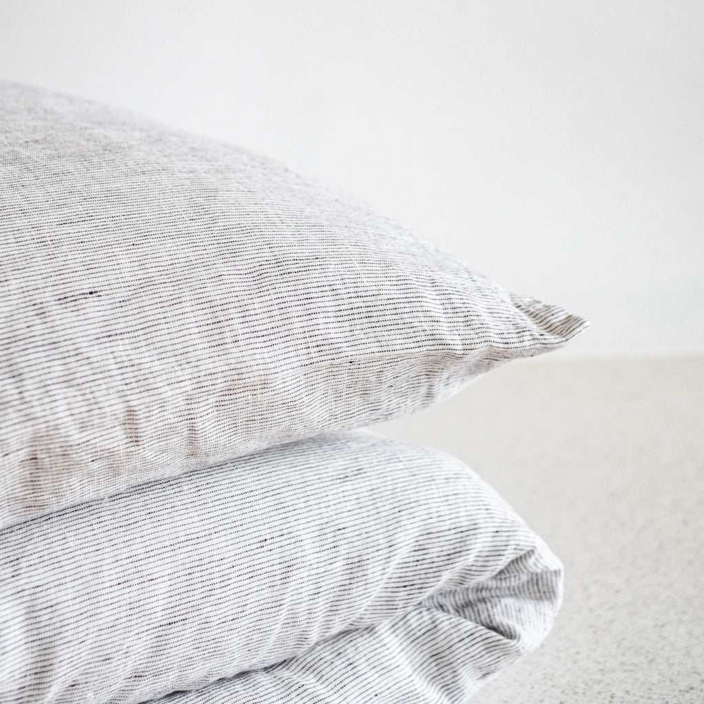 100% Leinen Kissenbezug Lua, grau gestreift