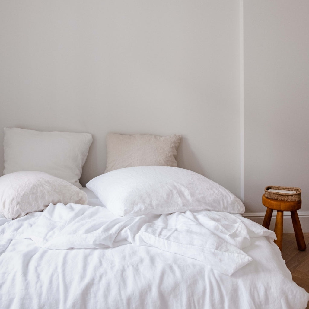 100% Leinen Deckenbezug Nuvem, weiß