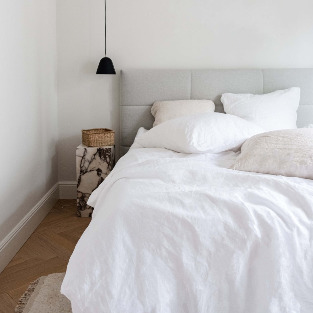 100% Leinen Deckenbezug Nuvem, weiß