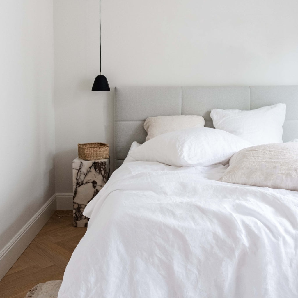 100% Leinen Bettwäsche Set Nuvem, weiß