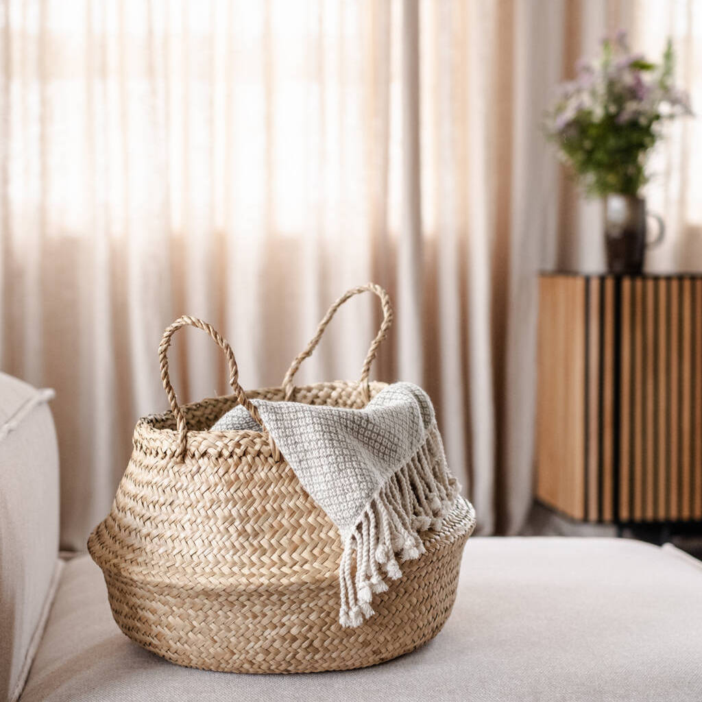 Wäschekorb aus Seegras Kamu – faltbar und handgefertigt